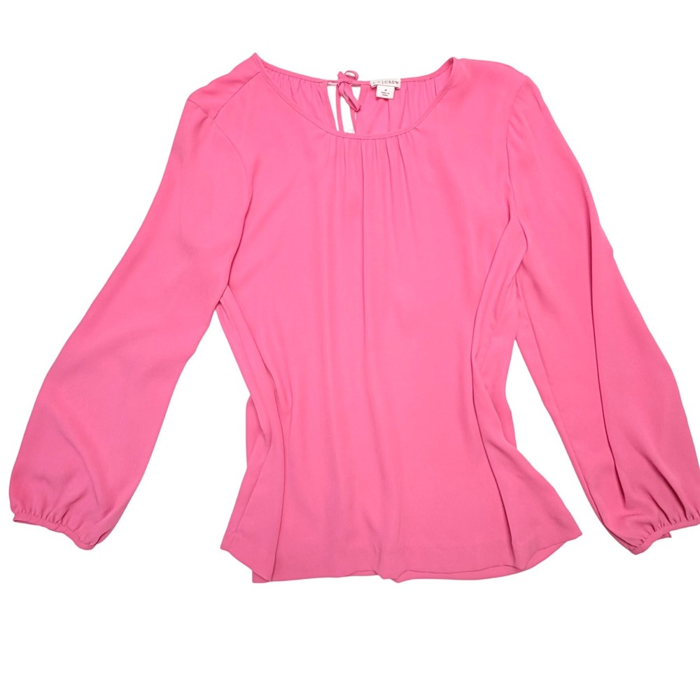 J. Crew Pink Sheer Flowy Women Size 4 Top Dolman Sleeve Blouse Barbie Coquette